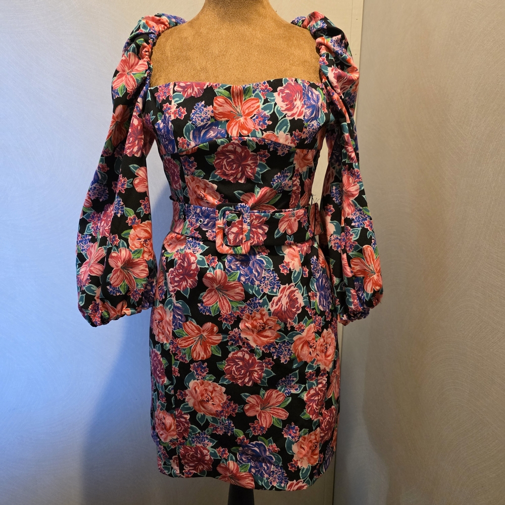 Zara Multicolor Floral Long Sleeve Dress